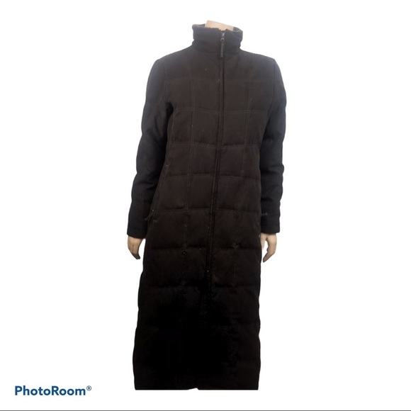 LL Bean Brown Long Goose Down Puffer Jacket Coat - Picture 1 of 11